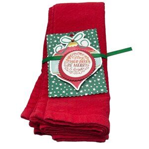 Christmas decorative solid towel red gift kitchen may your days be merry READ
